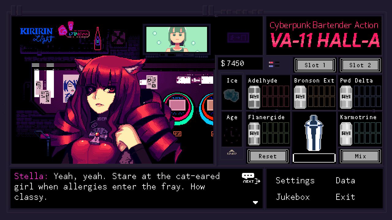 瓦尔哈拉：赛博朋克酒保行动 VA-11 Hall-A: Cyberpunk Bartender Action - 游戏画面